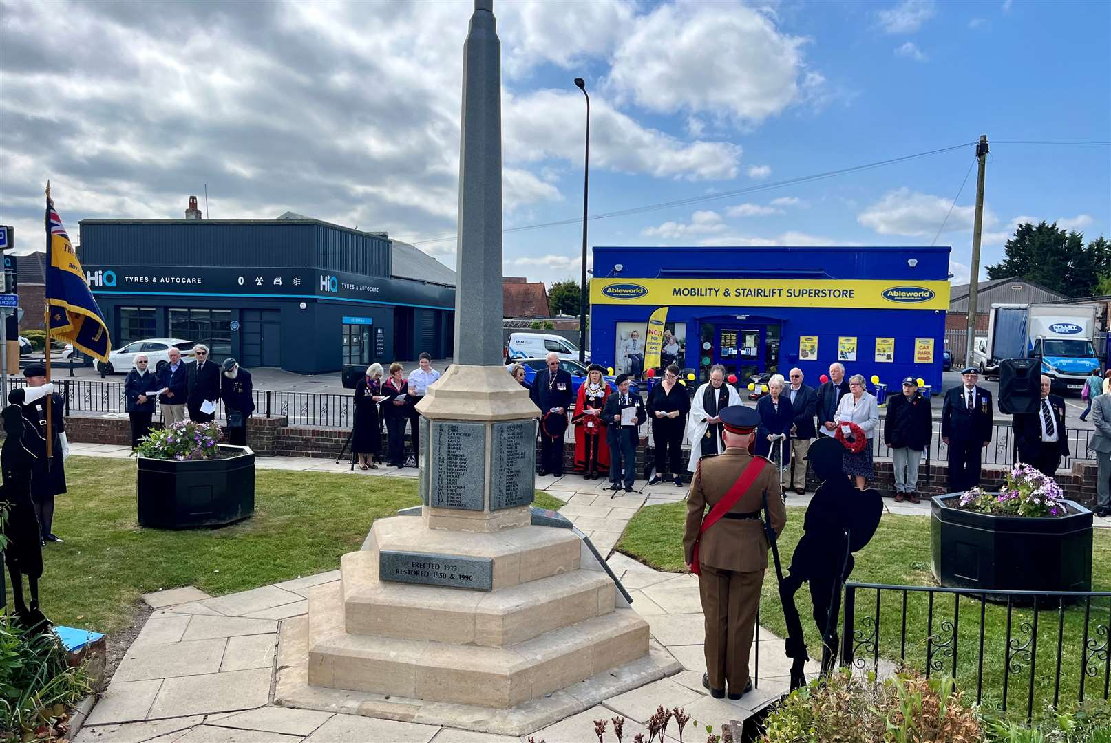 VE Day service at the town War Memorial held yesterday morning (Thursday)