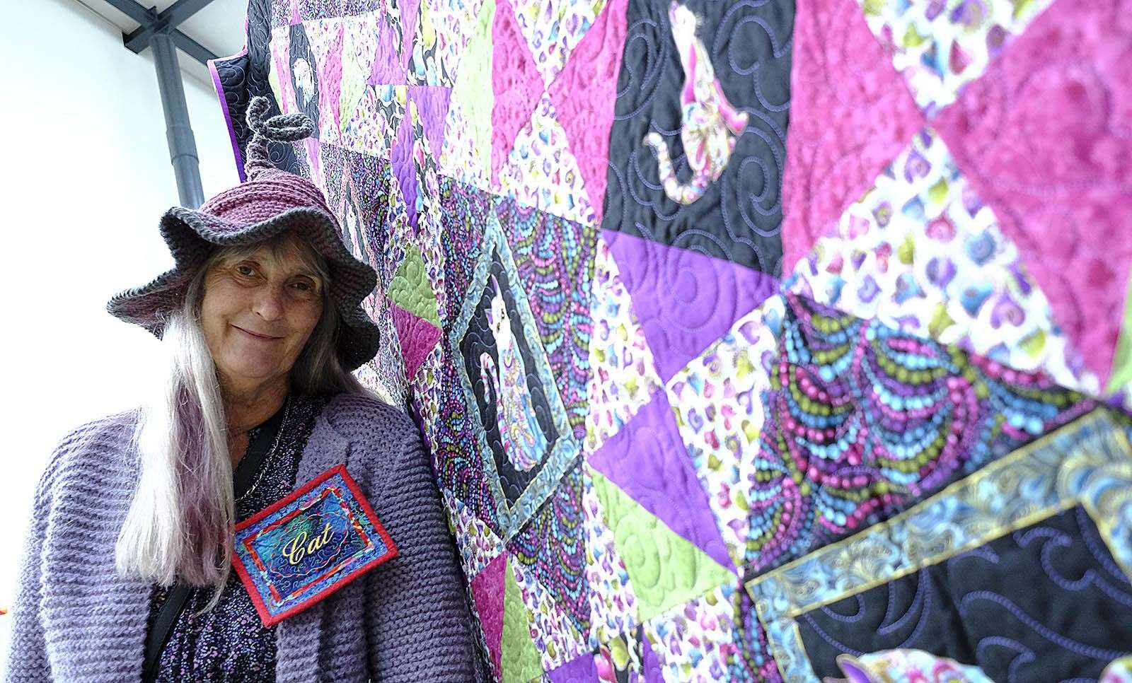 Cat Nicol with her Cat Quilt