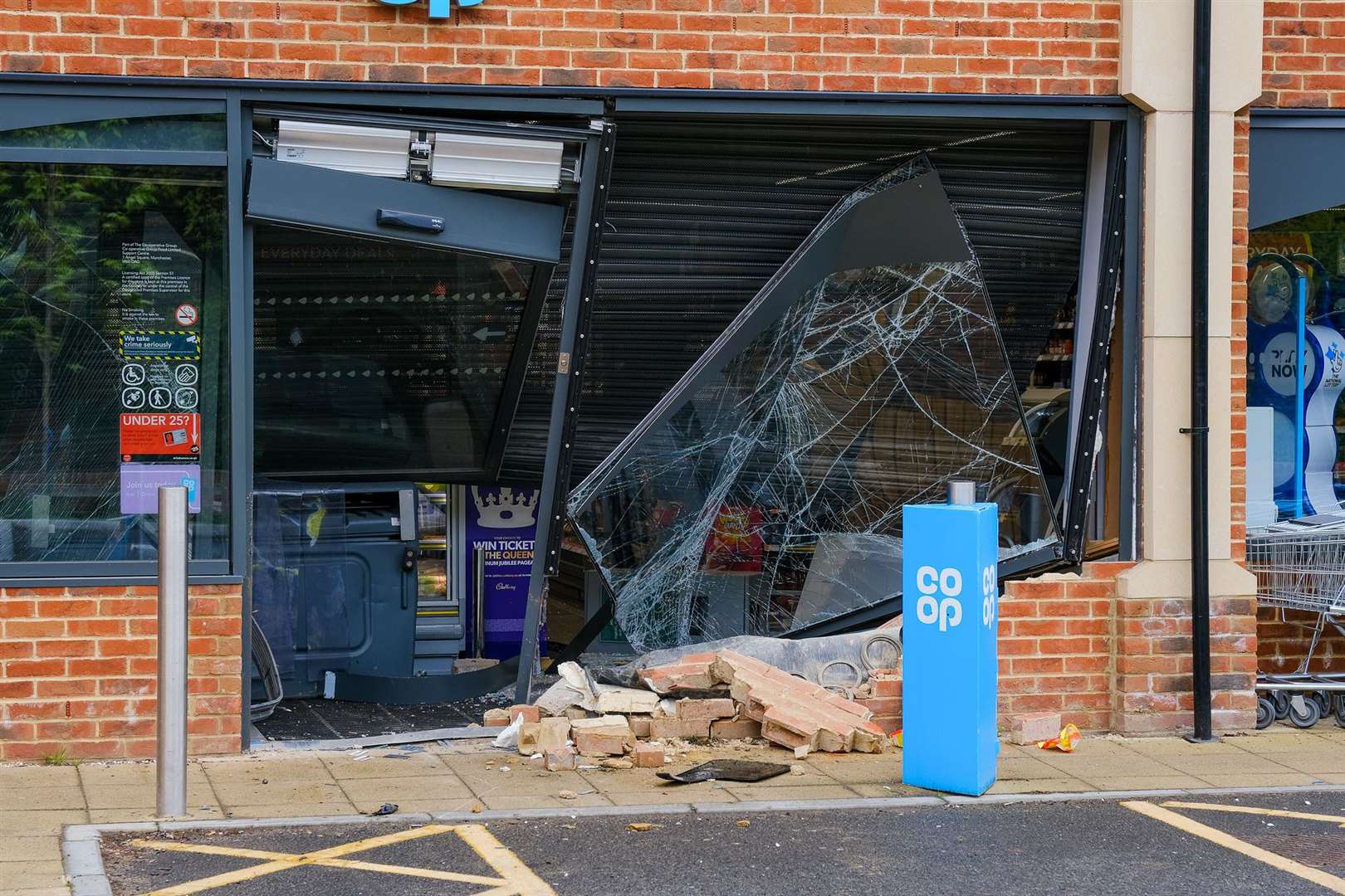 The burglary left the window, door and exterior badly damaged