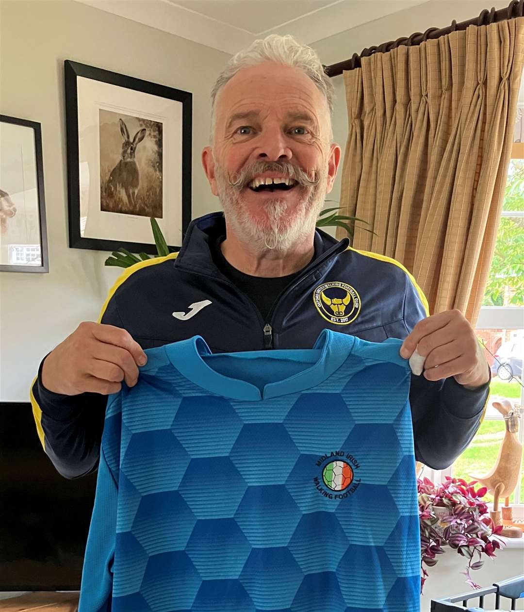 Walking football player Jim MacLeod with his Republic of Ireland shirt