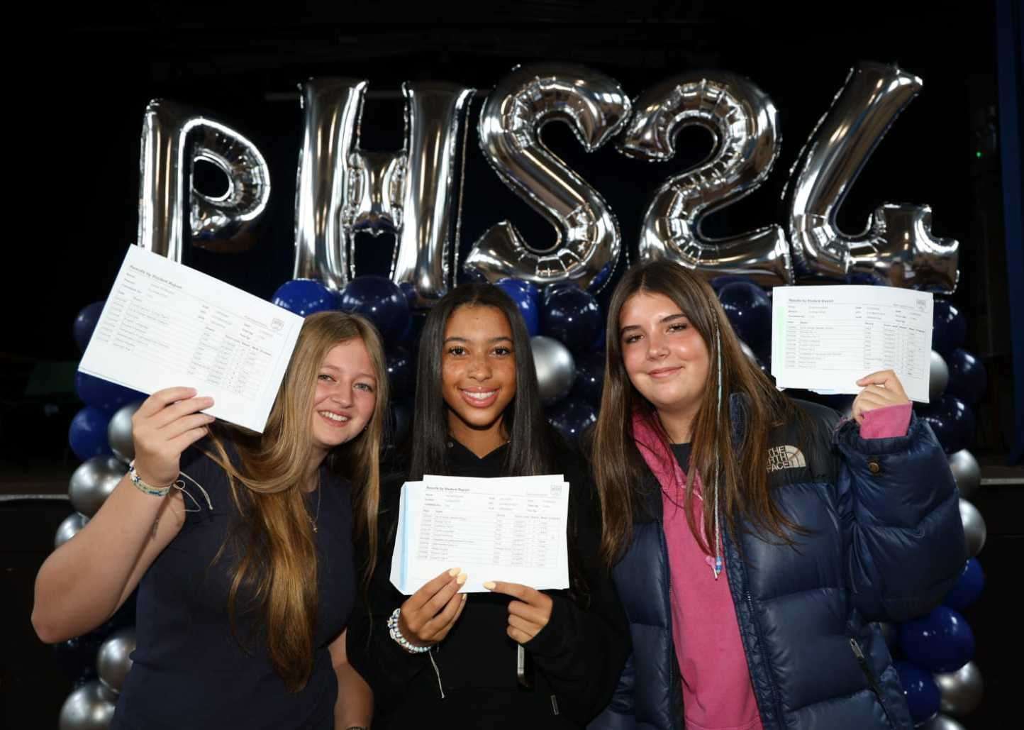 Aimee Whittington, Hannah Bennett, and Emily Durham with their GCSE results at Park House School Picture: Phil Cannings