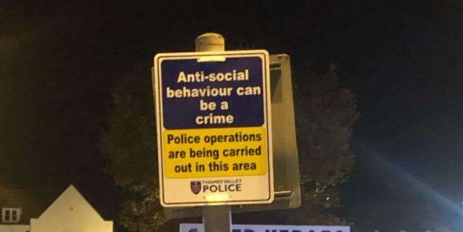 Anti-social behaviour warning signs in Thatcham. Picture by: Thames Valley Police West Berkshire. (53129660)