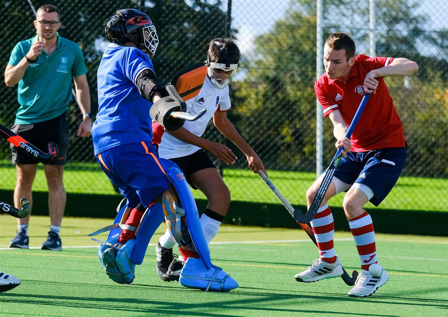 Newbury force a save from the Amersham goalkeeper