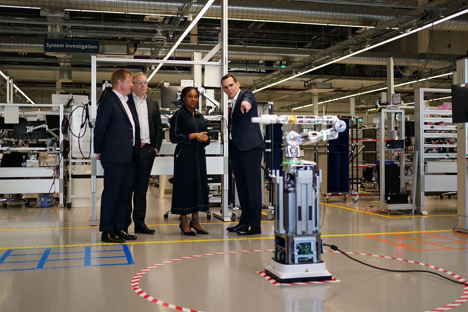 Conservative Party leader Kemi Badenoch at a robot-assisted surgery manufacturer in Ely, Cambridgeshire (Ben Whitley/PA)