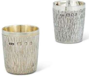 A set of six silver goblets with the signature ‘Benney bark finish’. Estimate £3,000-£5,000 (Lot 108)