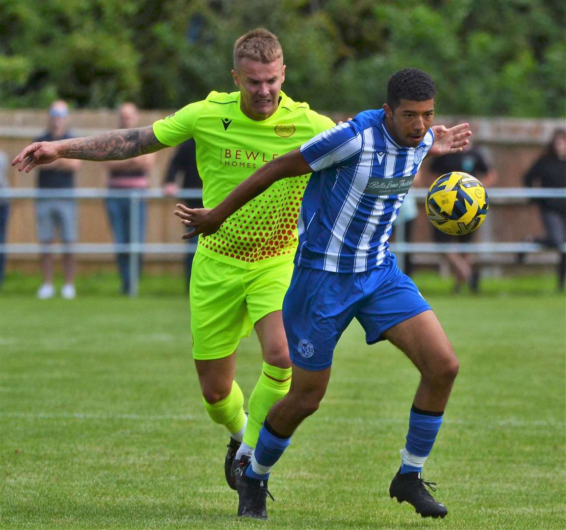 Matt Partridge battles for the ball in the pre-season win over Thatcham