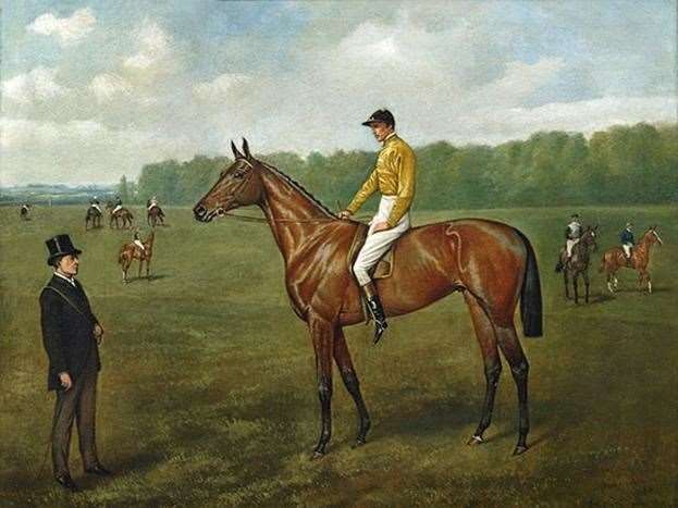 ‘Ormonde’ with Fred Archer up and trainer John Porter, by J A Wheeler Snr (54908955)