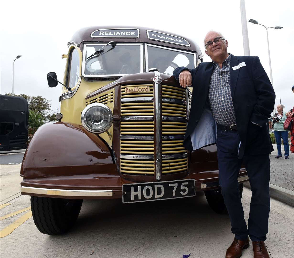 Founder of Reliance Motors George Hedges' grandson Barrie with the Bedford