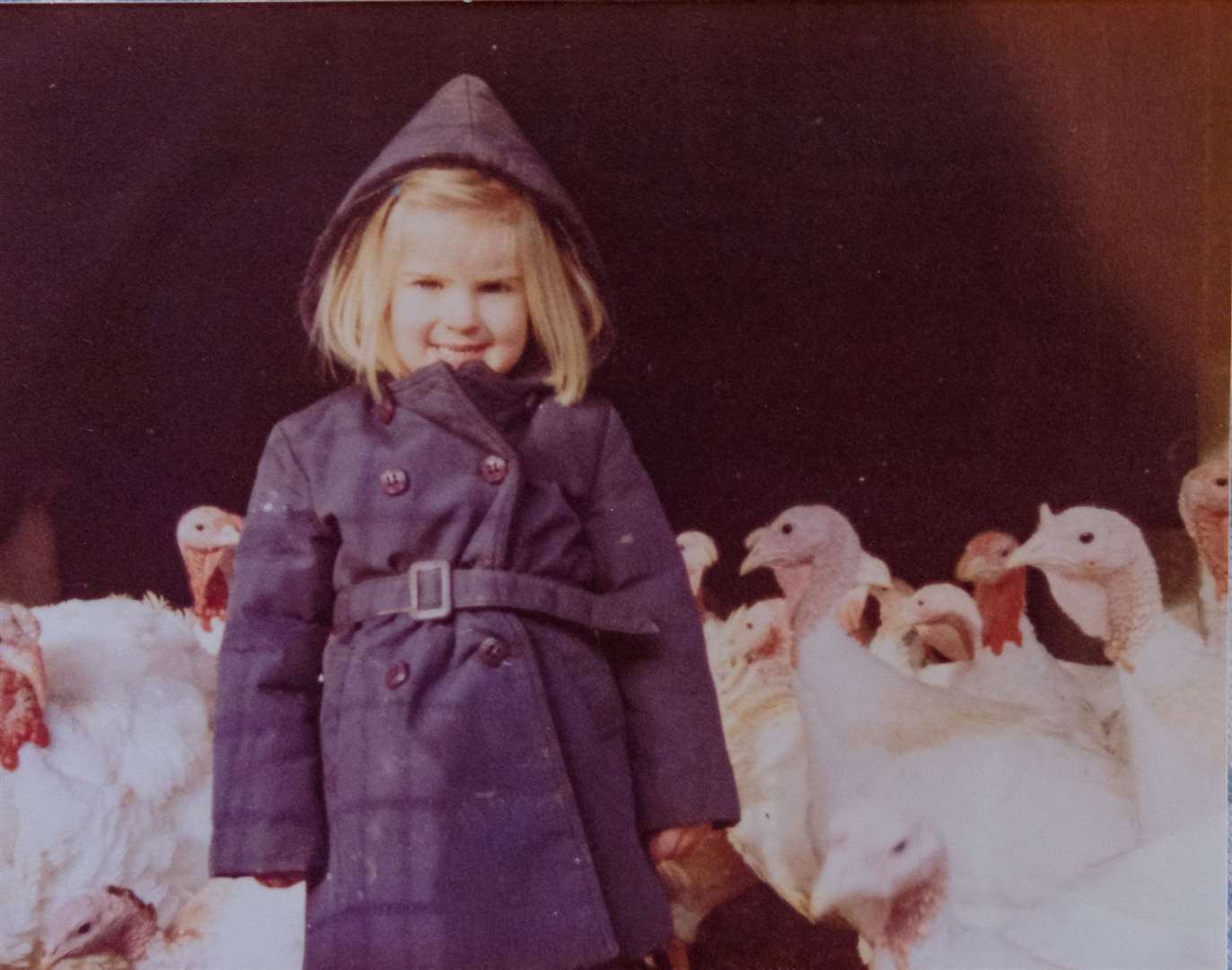 A young Helen Walters meets the turkeys