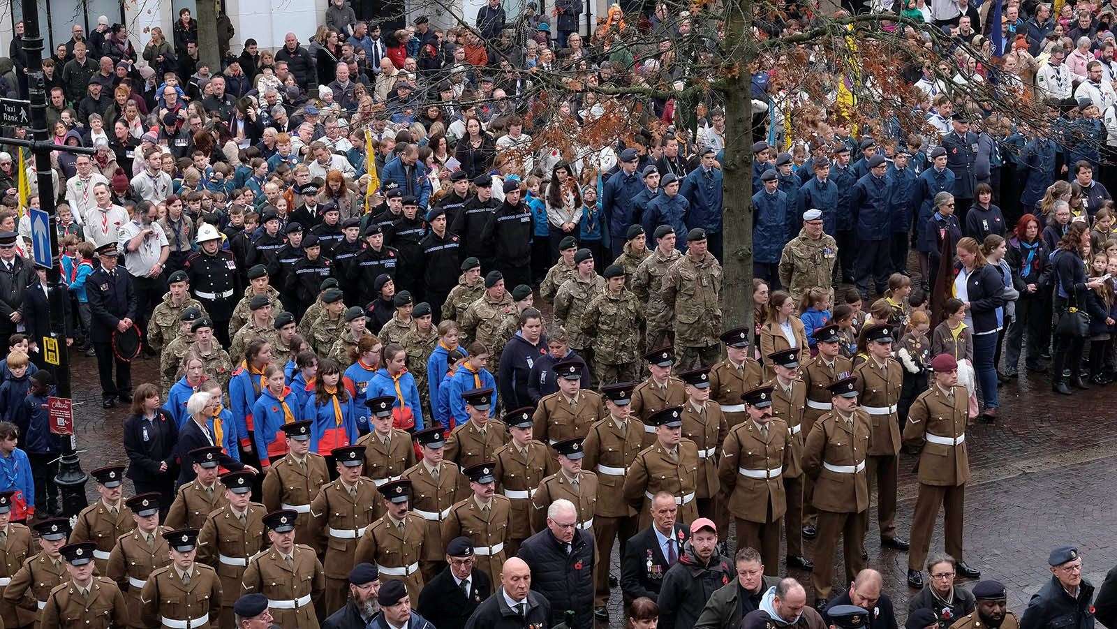 Military and cadets fill the Market Place
