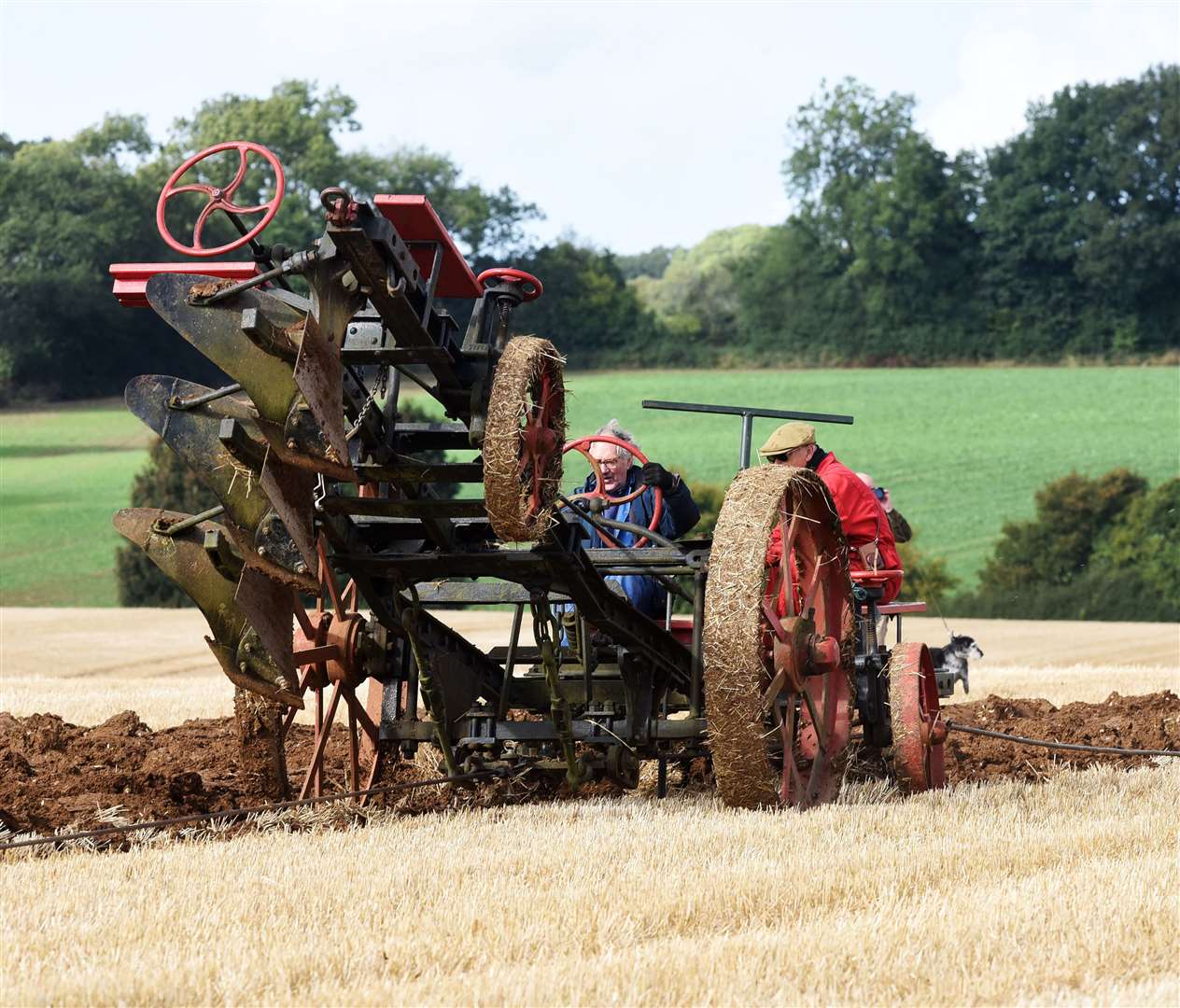 Driving an Ajax 1918 ploughing engine, with engine either end of the field with a plough pulled between them.