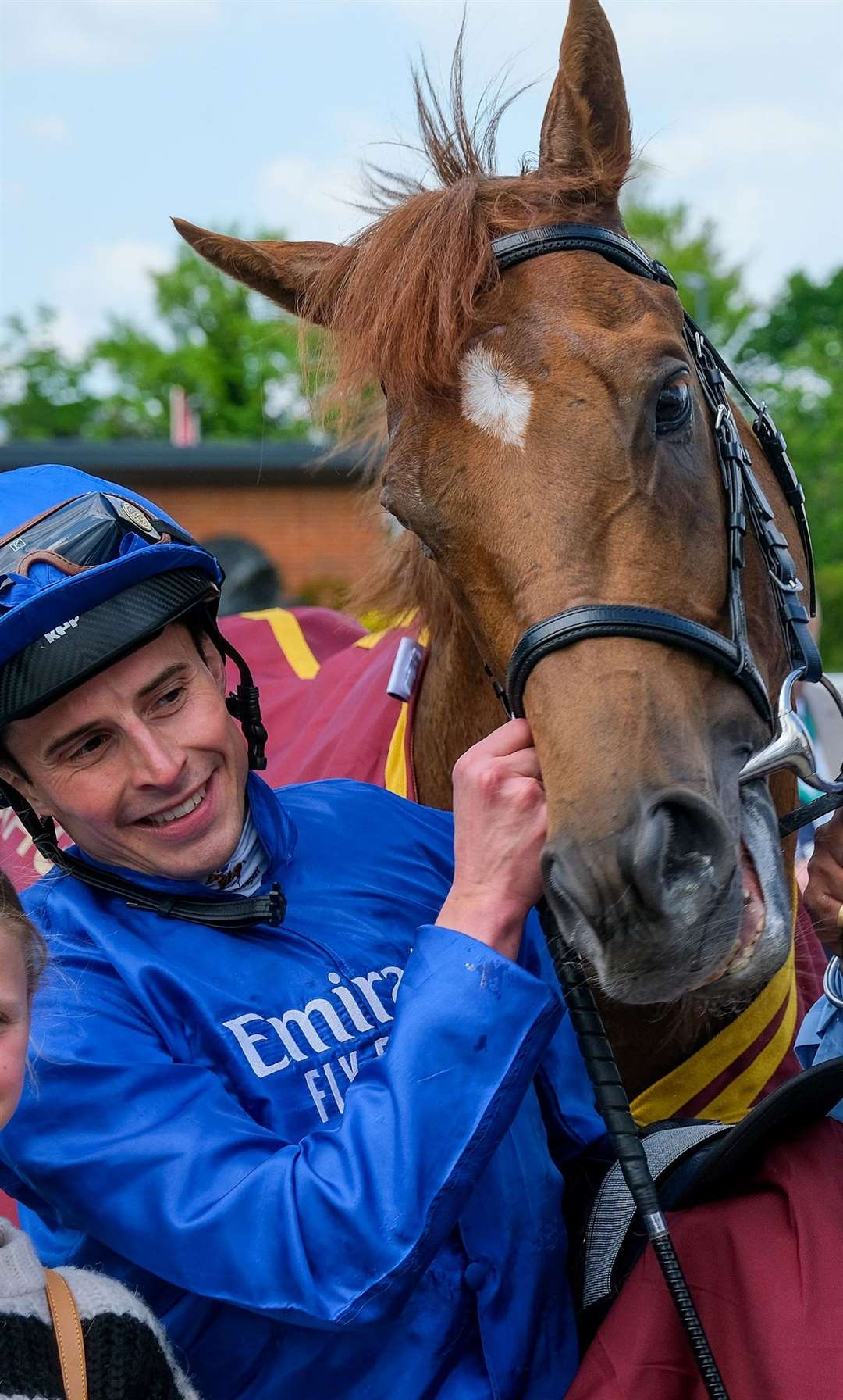 William Buick and his mount Modern Games after winning the Al Shaqab Lockinge Stakes