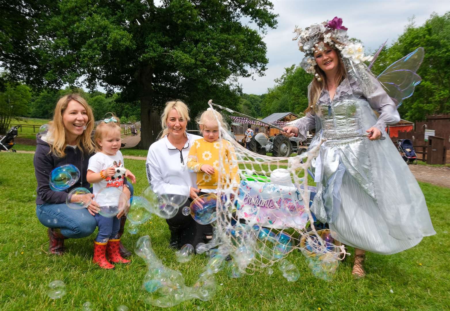 A bubble fairy was part of the Jubilee celebrations at the farm