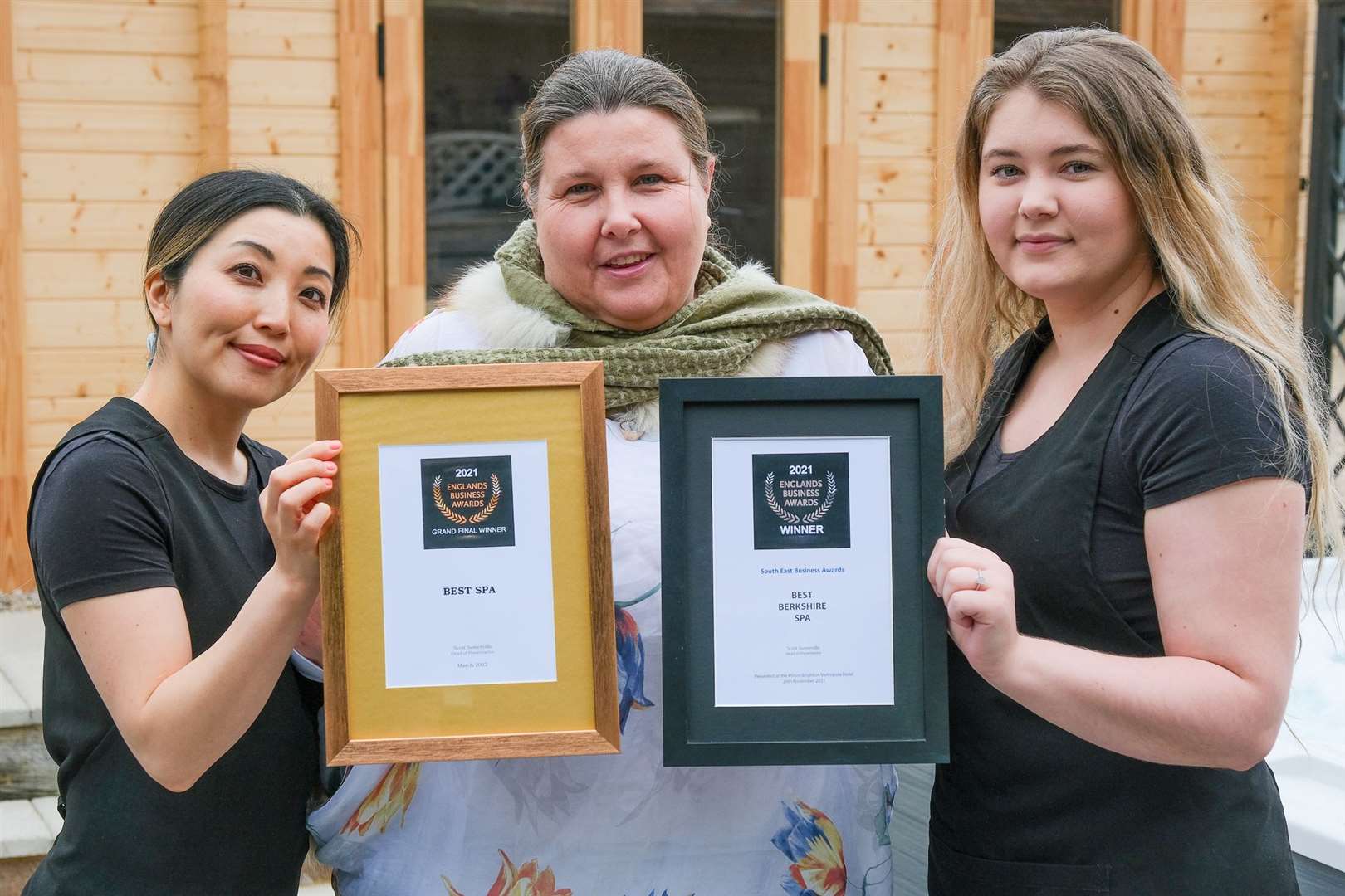 Beauty therapists Minori Clark and Kelsi Goulding with owner Emma Hill (centre)