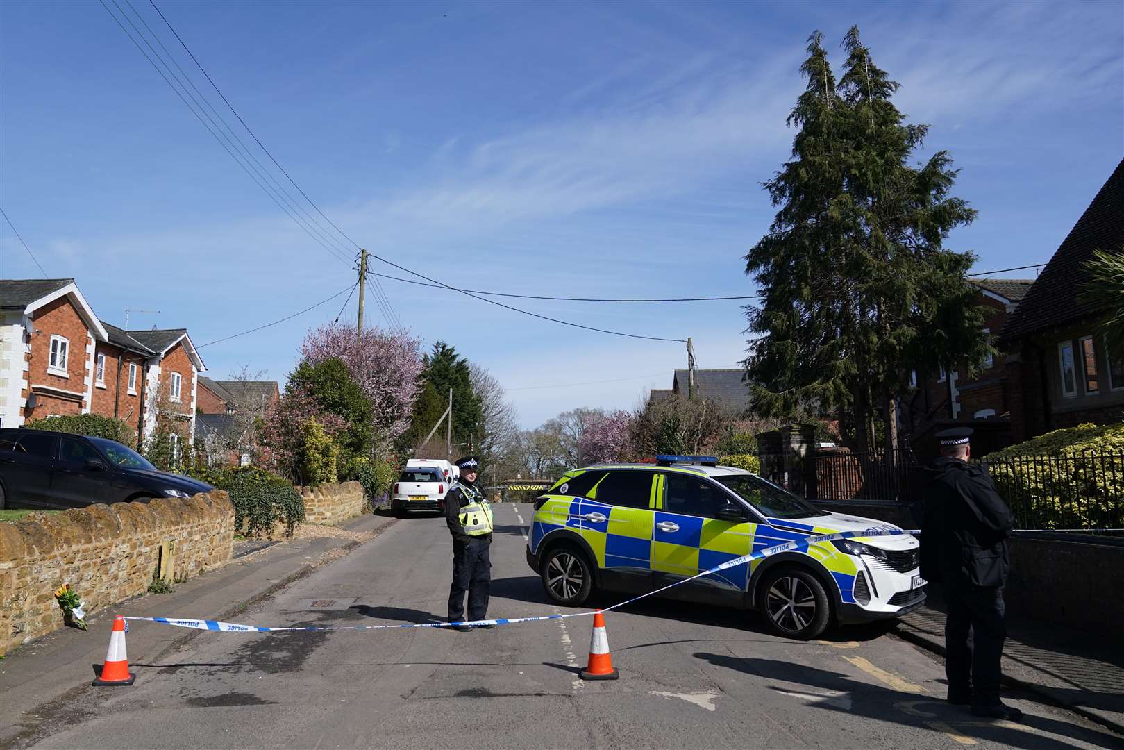 Emergency services at the property in Beswick Close (Jacob King/PA)