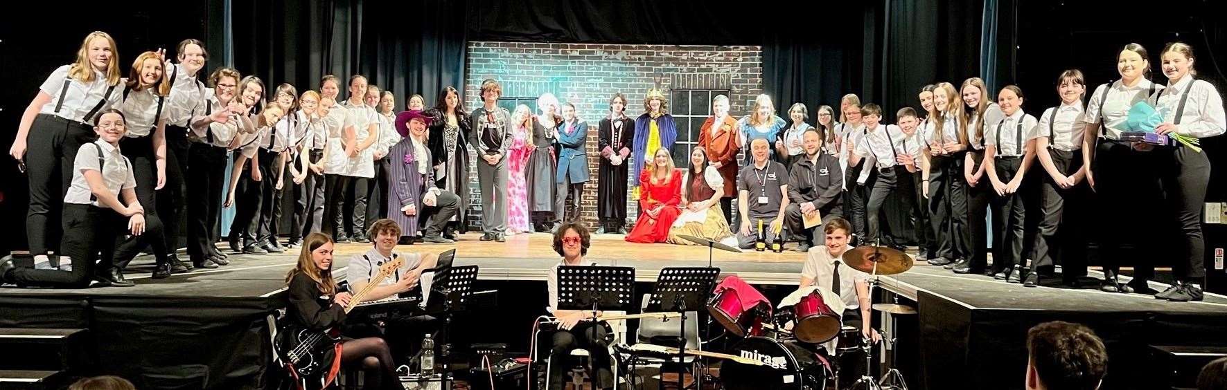 The whole cast of Theale Green's recent production of Cinderella