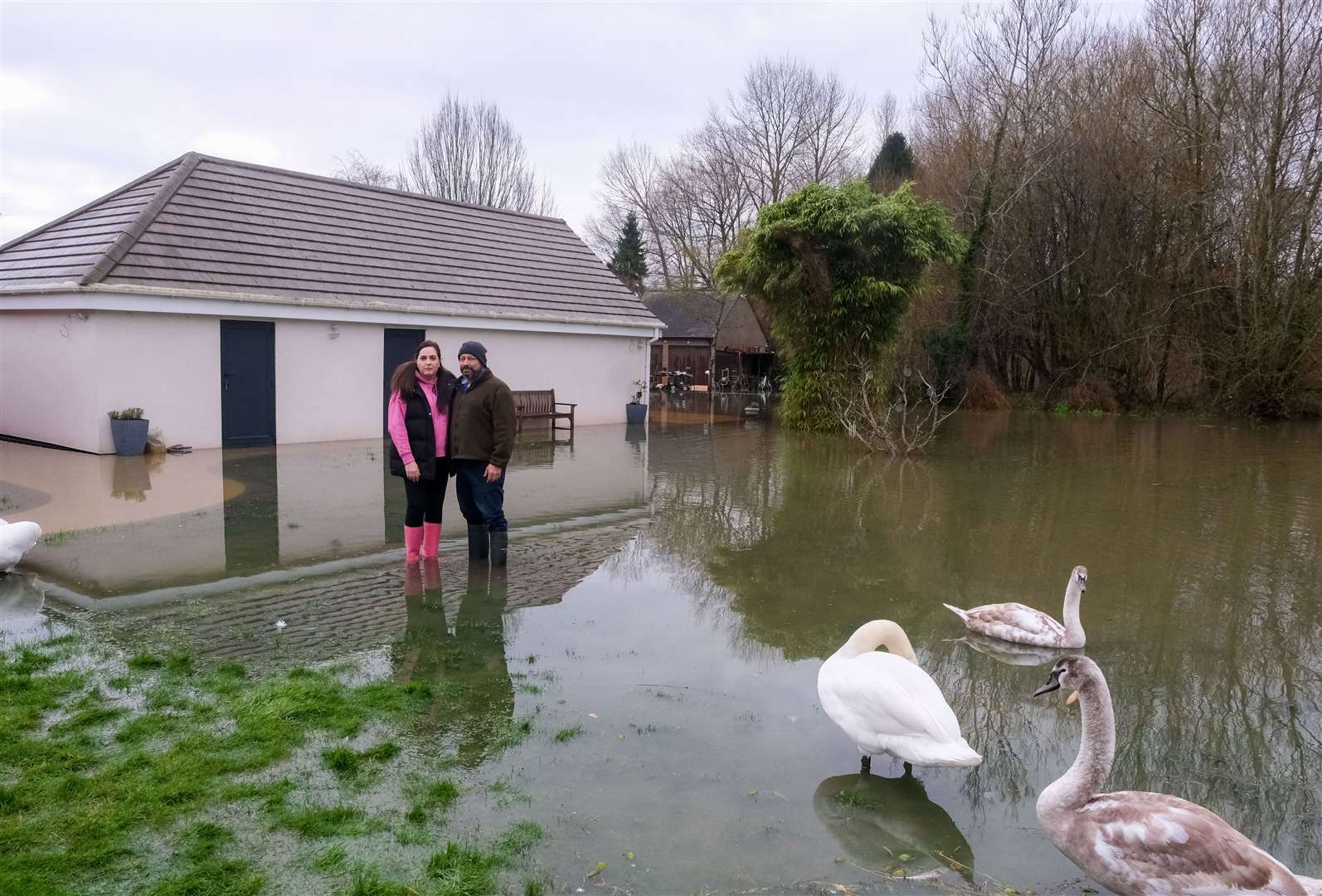 Reem and Sami Gabriel outside their garden office