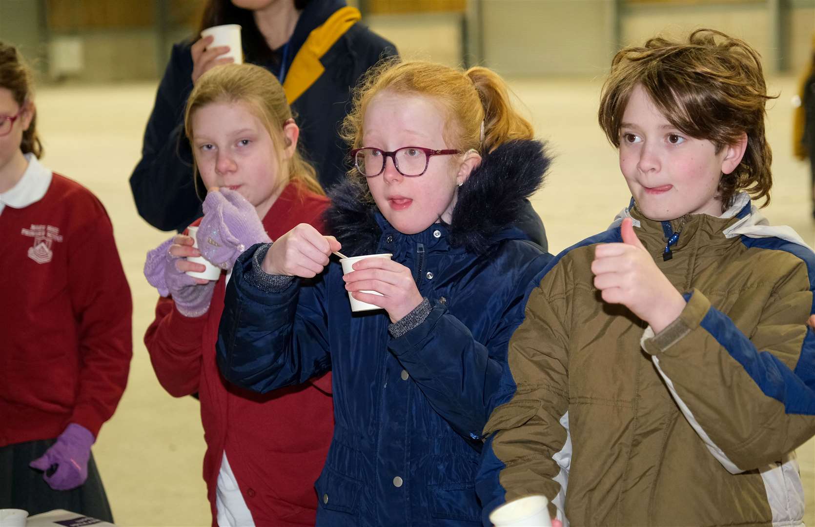 Mary Hare school pupils trying potato soup