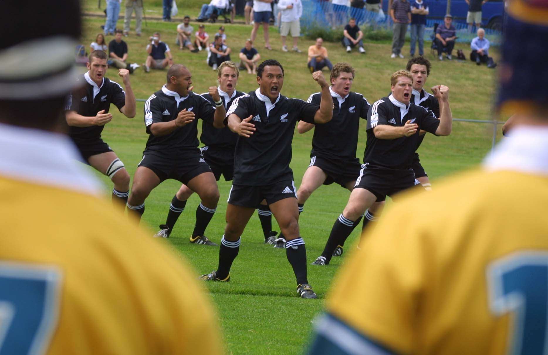 The All Blacks u-21 perform the Haka at Newbury Rugby Club
