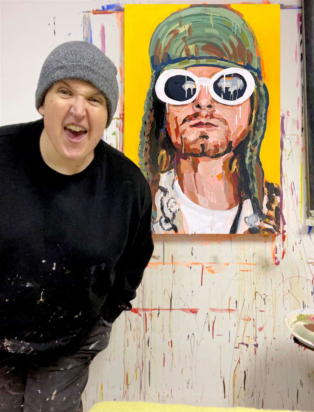 Julie Bennett with her Kurt Cobain portrait
