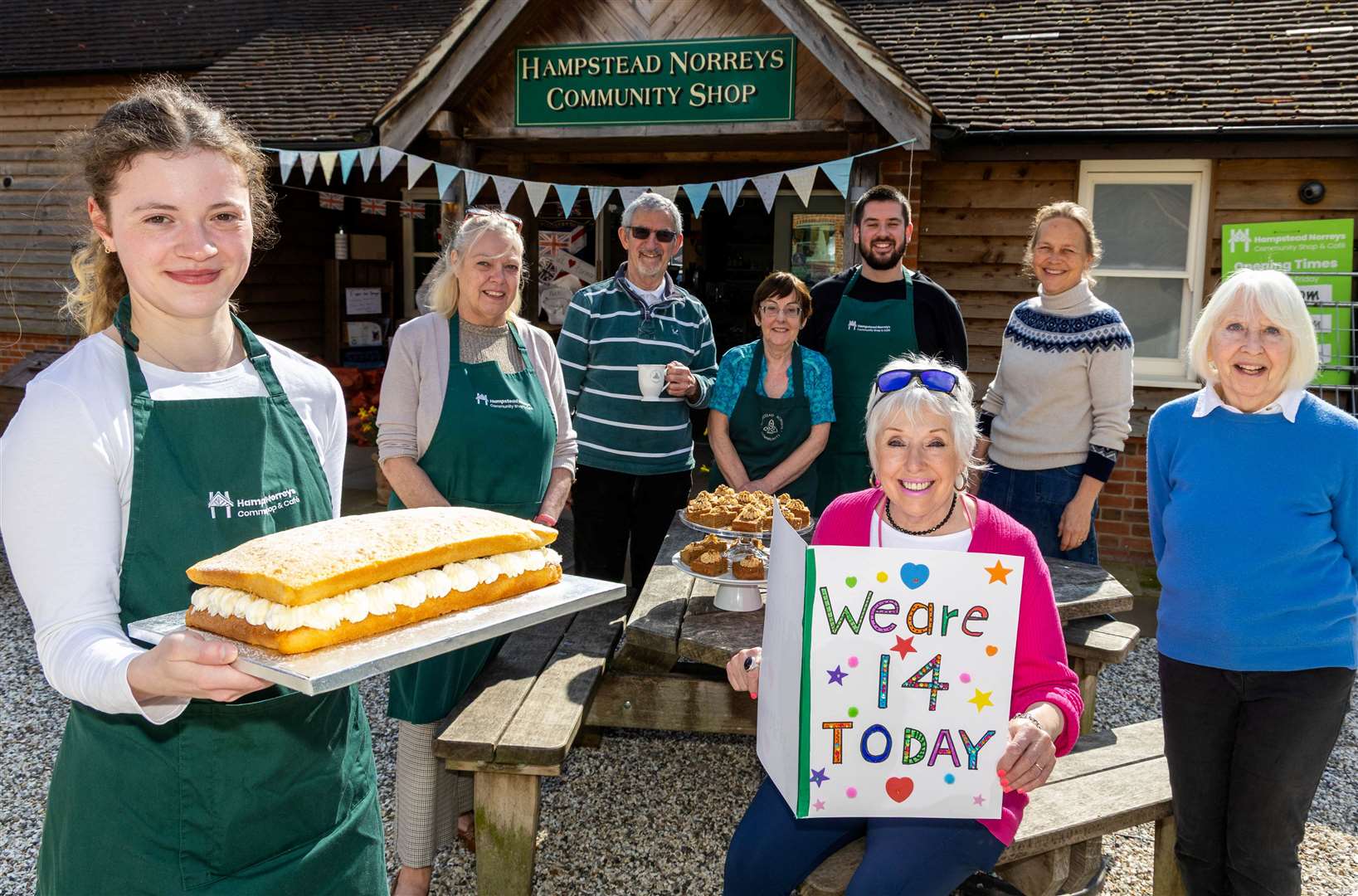 Staff and volunteers celebrate 14th birthday of Hampstead Norreys Community Shop