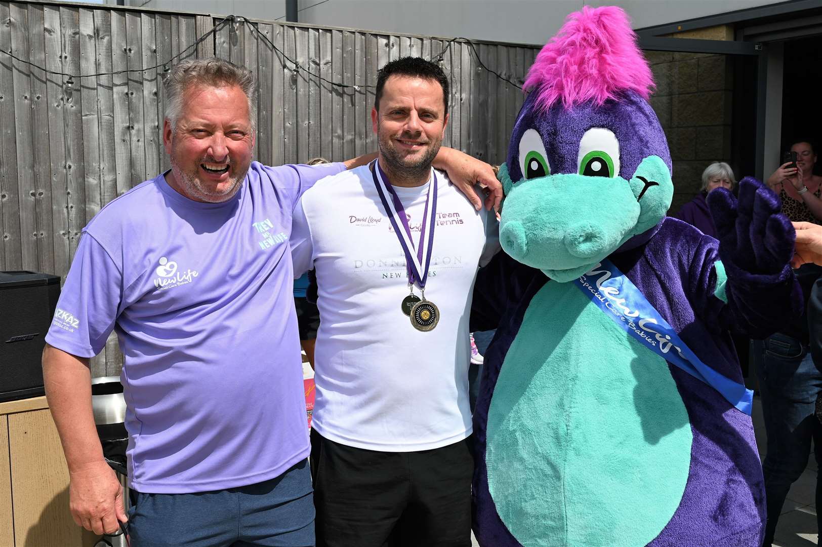 Trevor Goodall and Steve Masters, winner of the fastest serve