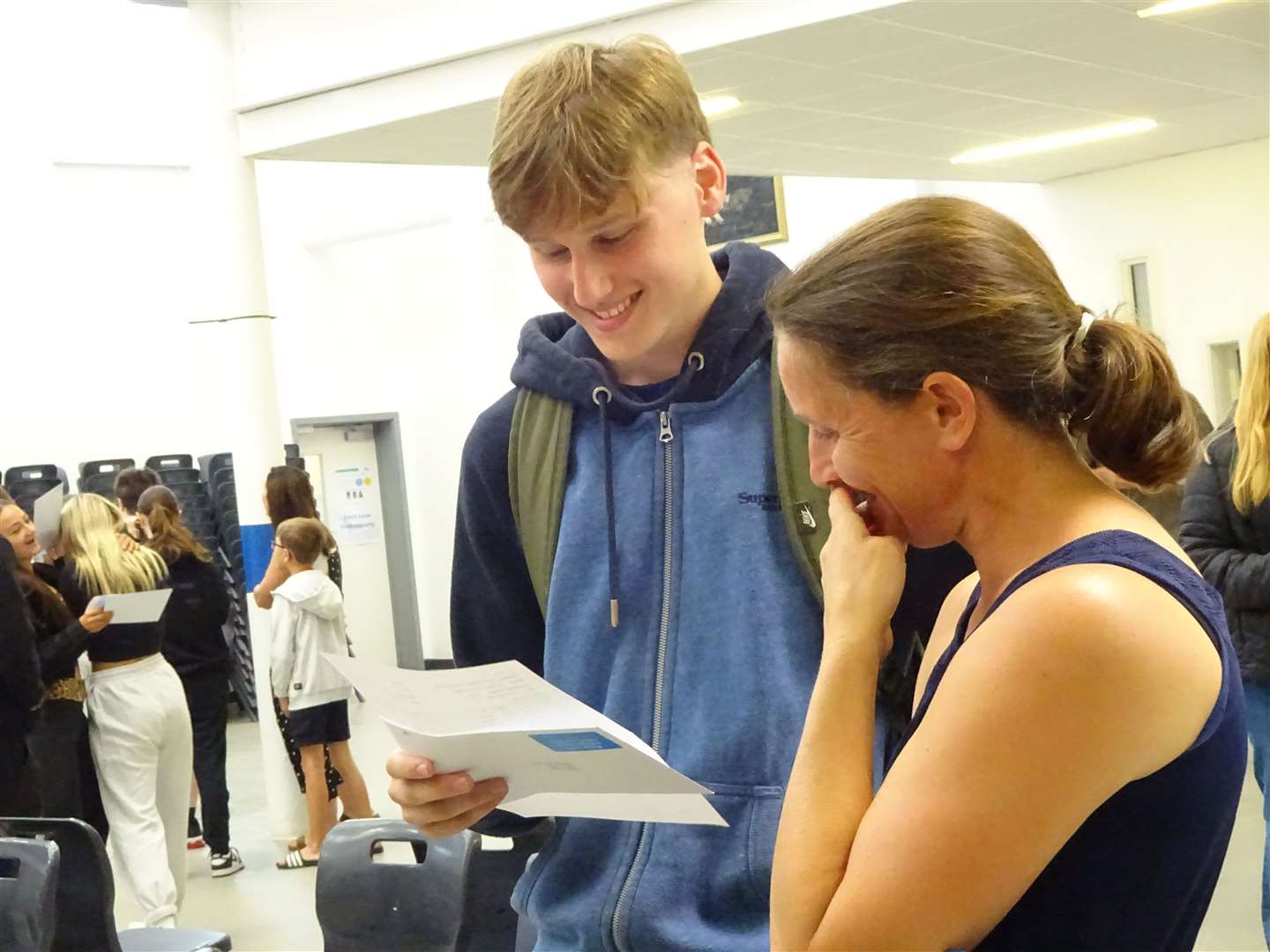 Denefield School pupils pick up their results