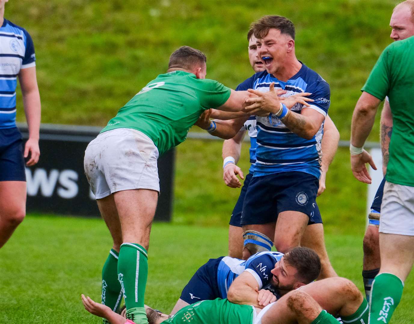 Newbury Blues inflicted a first defeat of the season on London Irish Wild Geese in front of a bumper Monks Lane crowd. Pictures by Phil Cannings