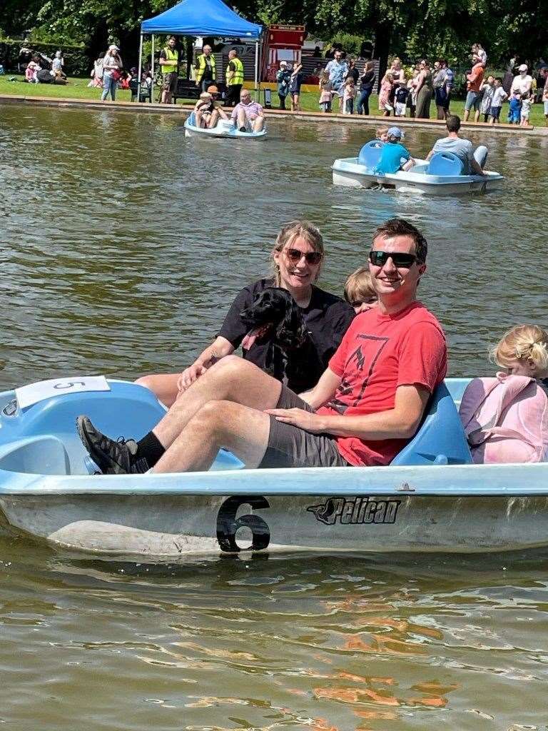 Family fun on the pedaloes at the Victoria Park open day