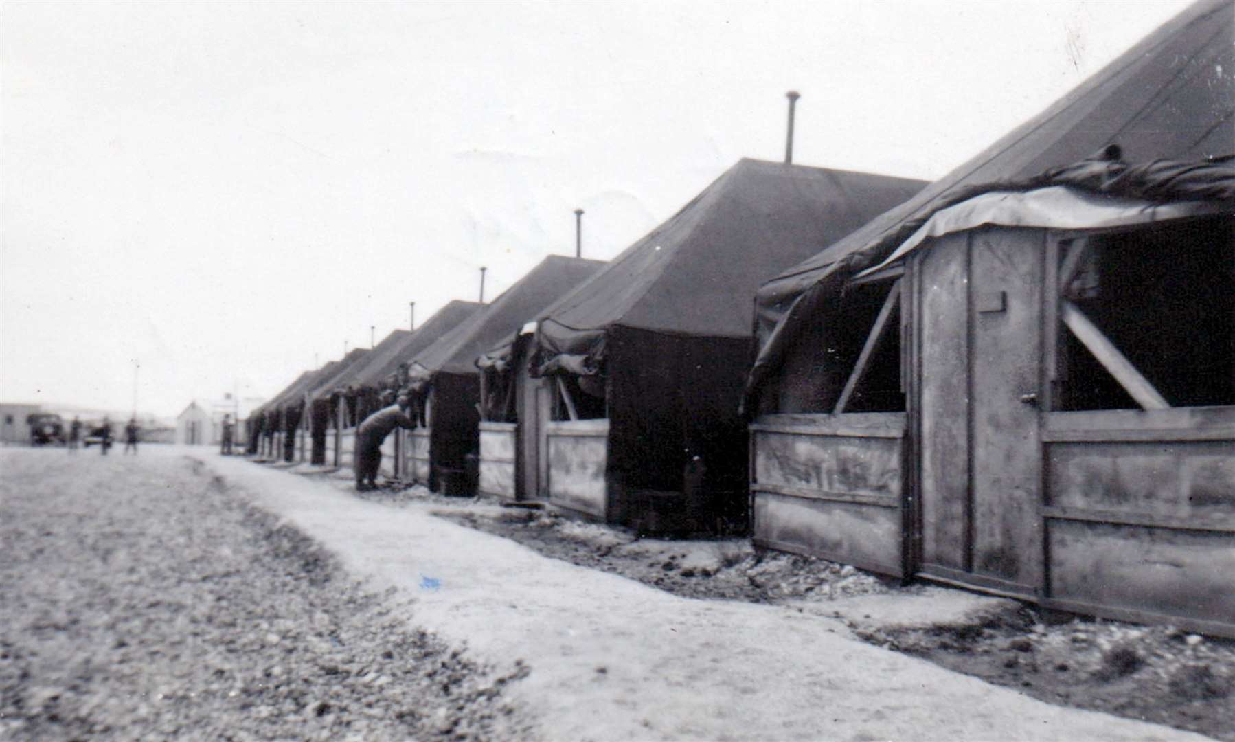 ‘Tent city’ at RAF Greenham Common. ‘Our home, sweet home. We have the most modern bathroom in England’, writes George