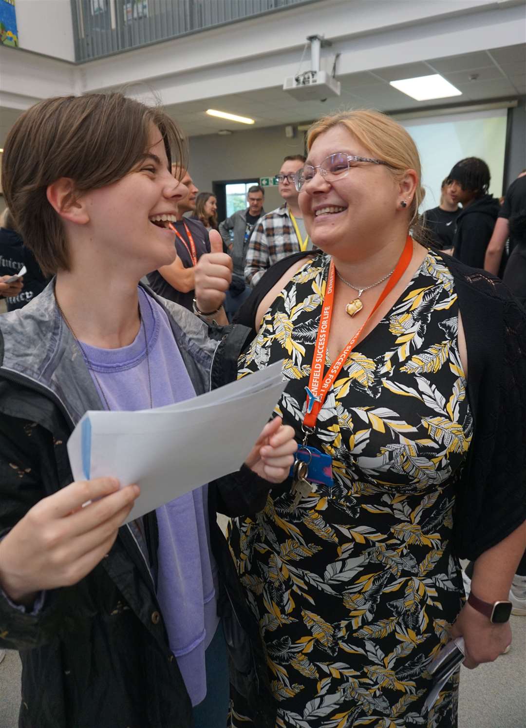 Denefield School pupils pick up their results