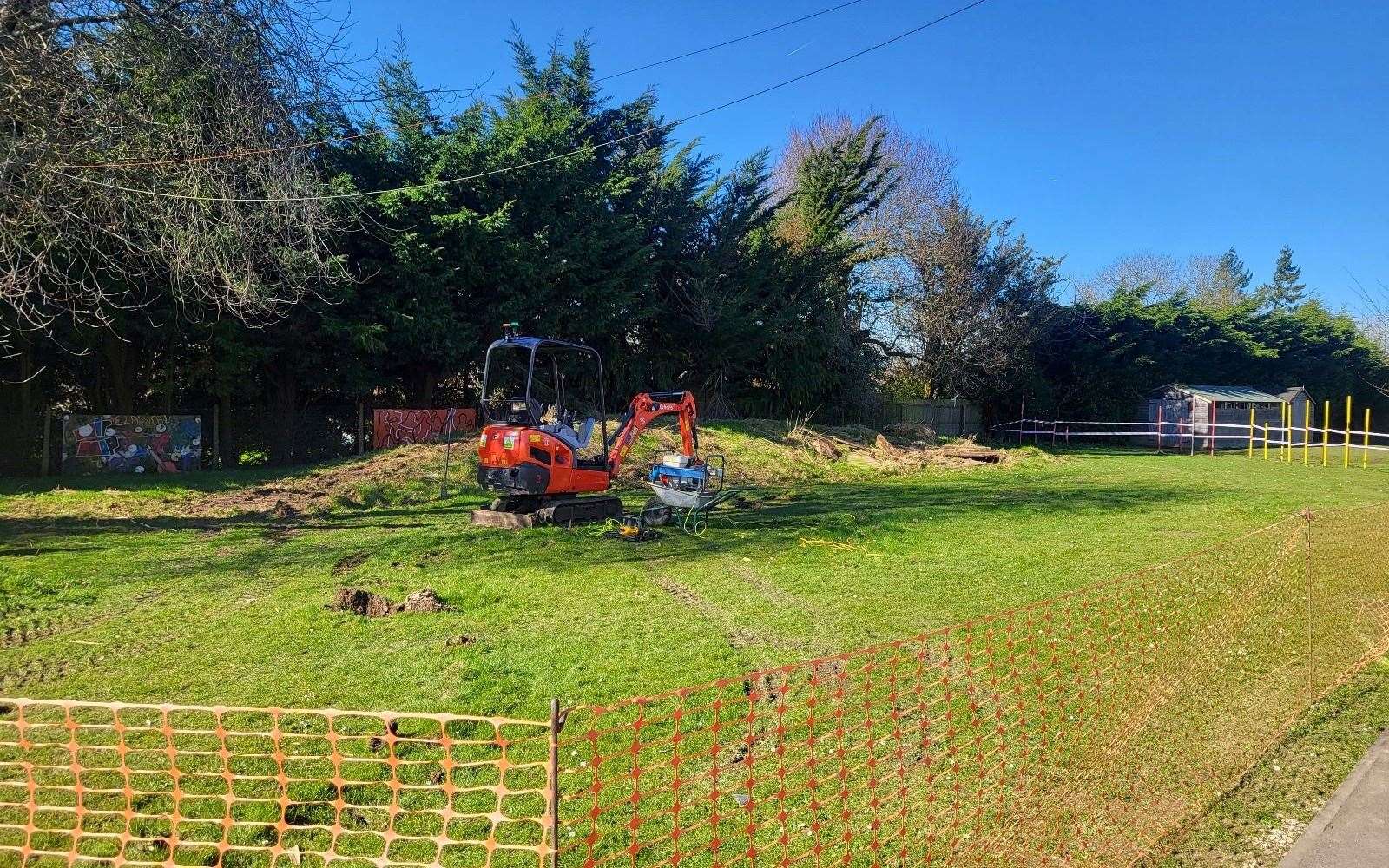 Work being carried out on the new outdoor play area last week. Image supplied by Sarah Belcher