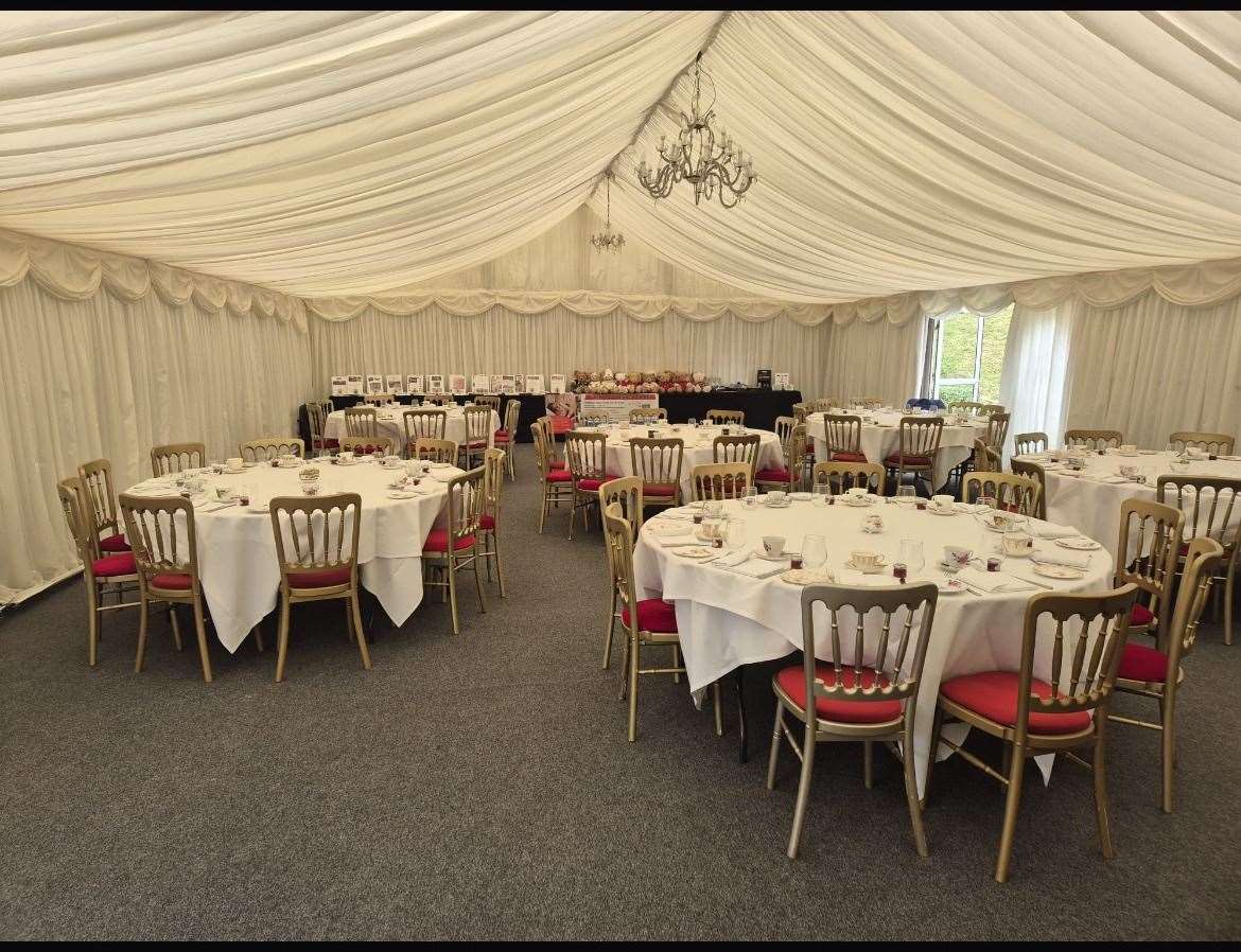 The tables set up for the fundraising event for Owen Murray