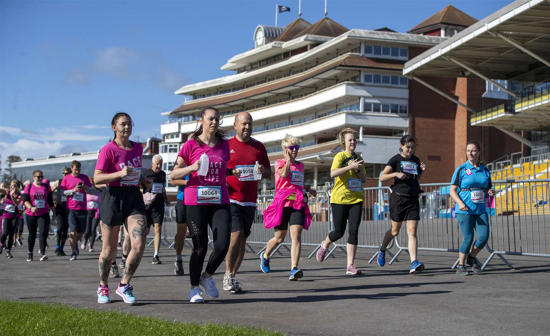 Runners at the race for life at Newbury Racecourse.