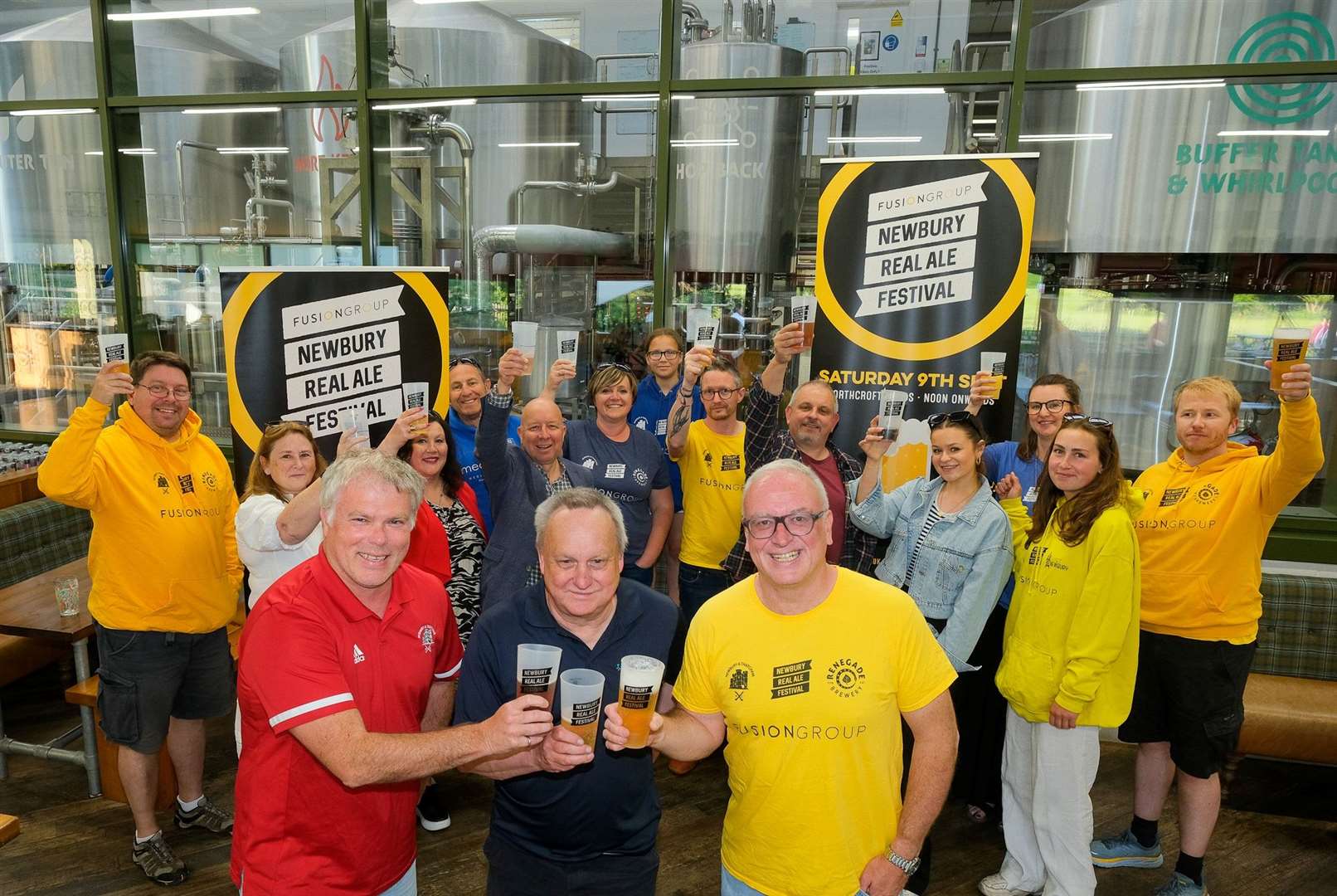 Launch of Newbury Beer Festival - Vinnie Bulter Newbury Hockey Club , Paul Owen Sport in Mind and Dave Whittingham from Fusion
