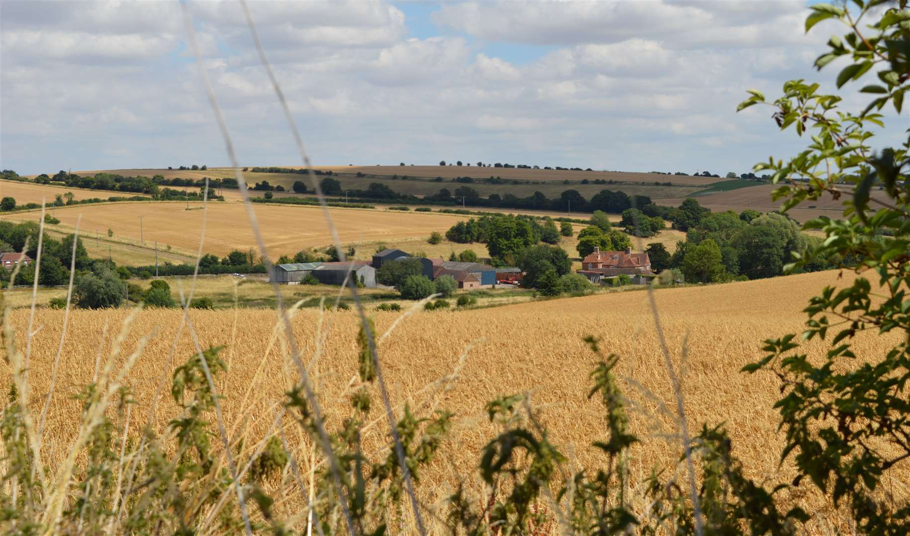 Fields overlooking Lambourn where the settlement once stood
