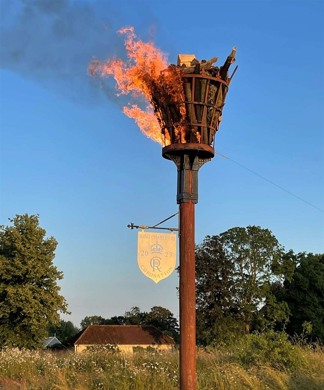 Lit beacon. Credit: David Jennings