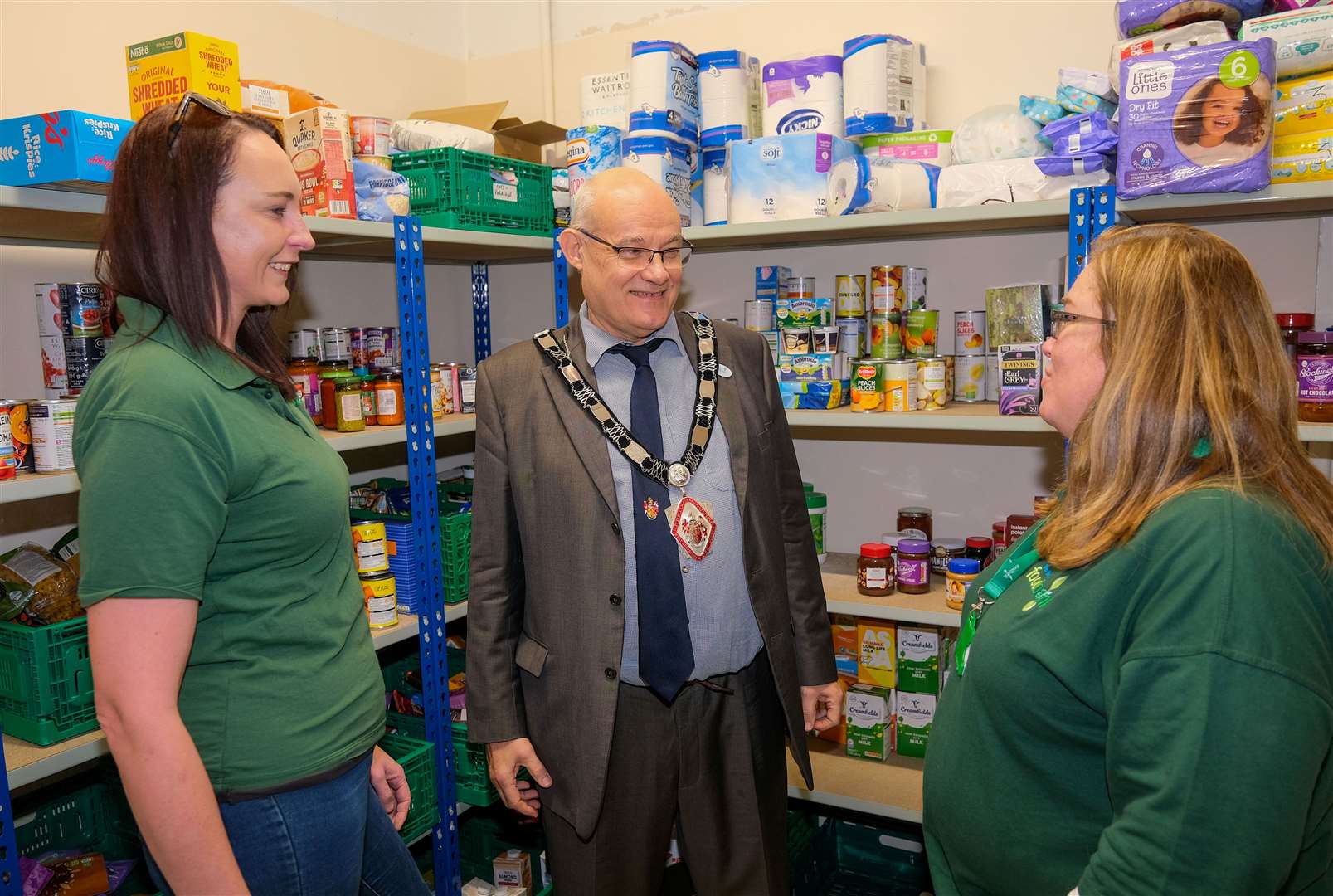 Food Bank - Laura Laschi (WB Food Bank) Jeremy Cottam (Chairman of the Council) Fran Chamings (WB Food Bank)