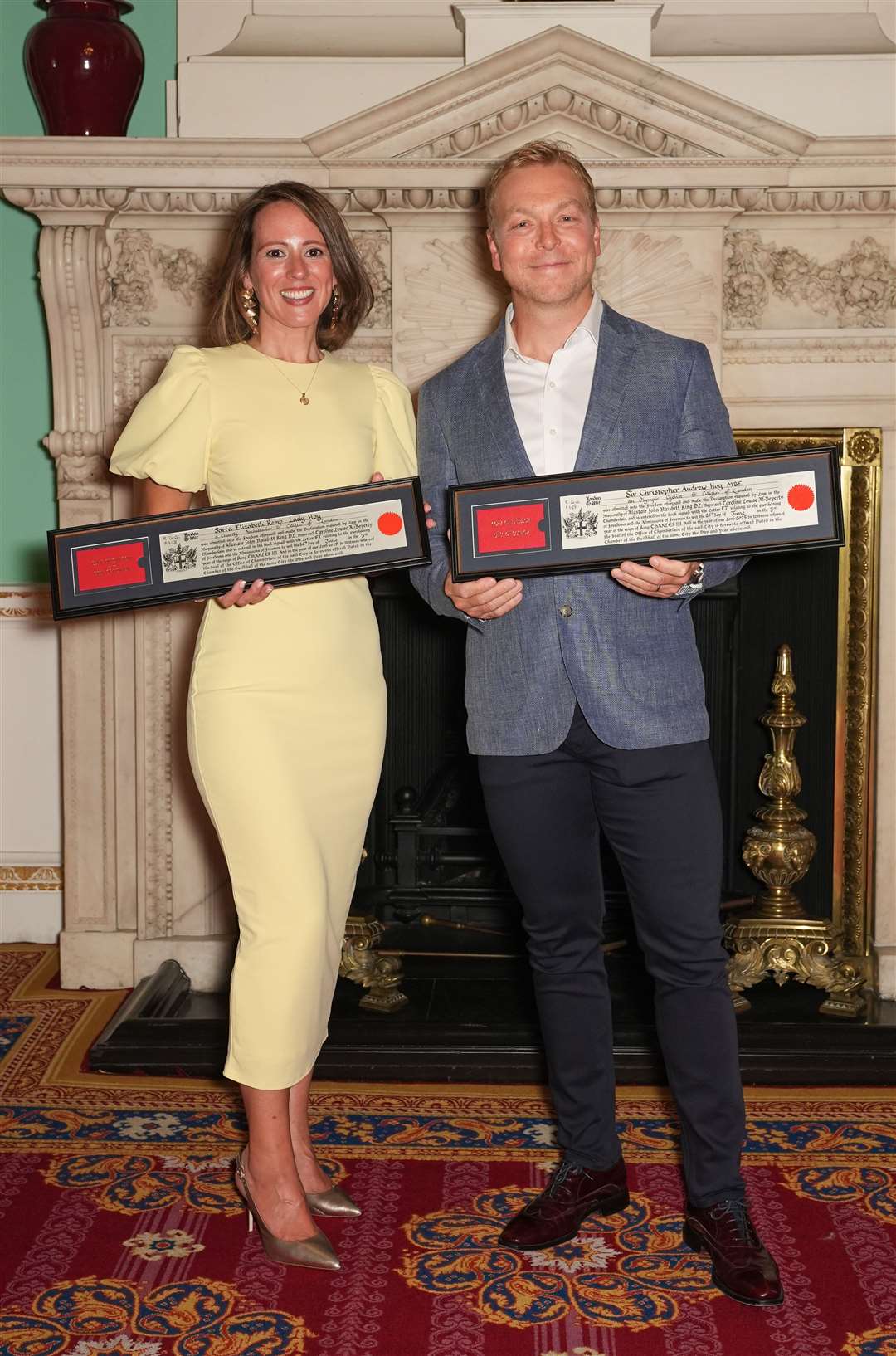 Sir Chris Hoy and his wife Lady Sarra Hoy (Lucy North/PA)