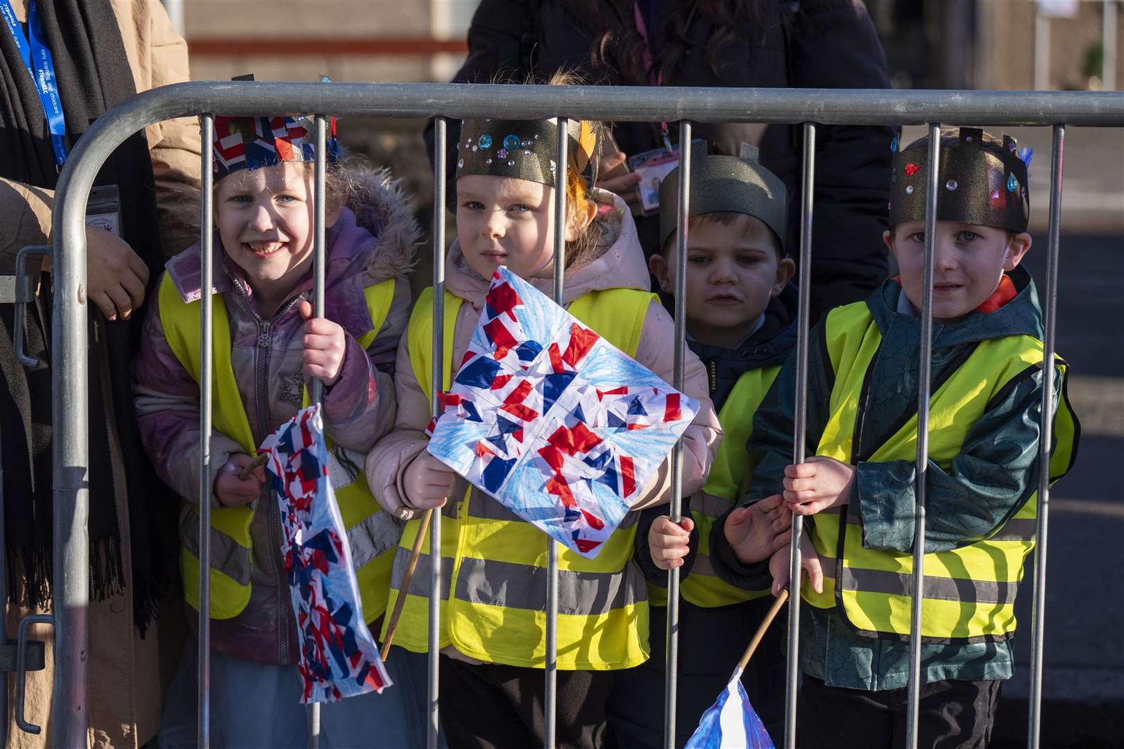 Nursery children await the King’s arrival (Jane Barlow/PA)