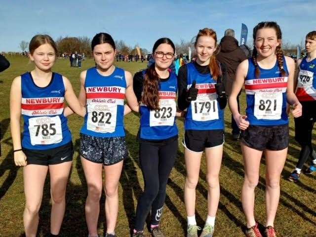 U15 girls team l to r; Lily Mae Gerrard, Libby Stockwell, Rosie Stockwell, Georgia Knight and Katya Burgess