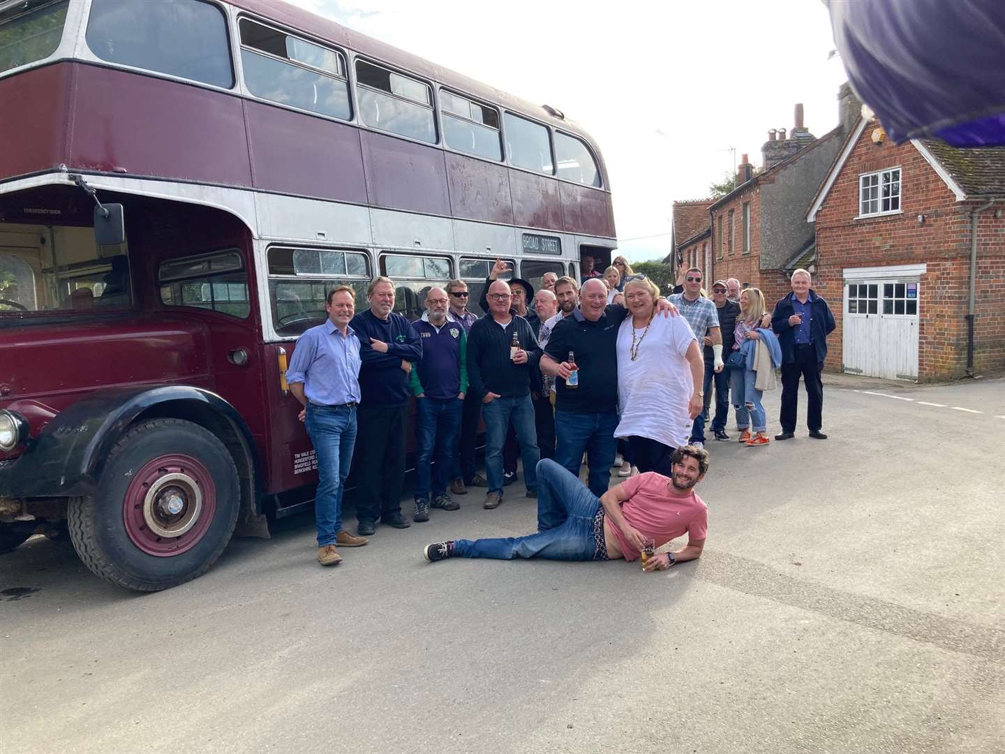 The Six Bells Sam and Gary Huntley celebrate their award with regulars, picture Geoff Fletcher