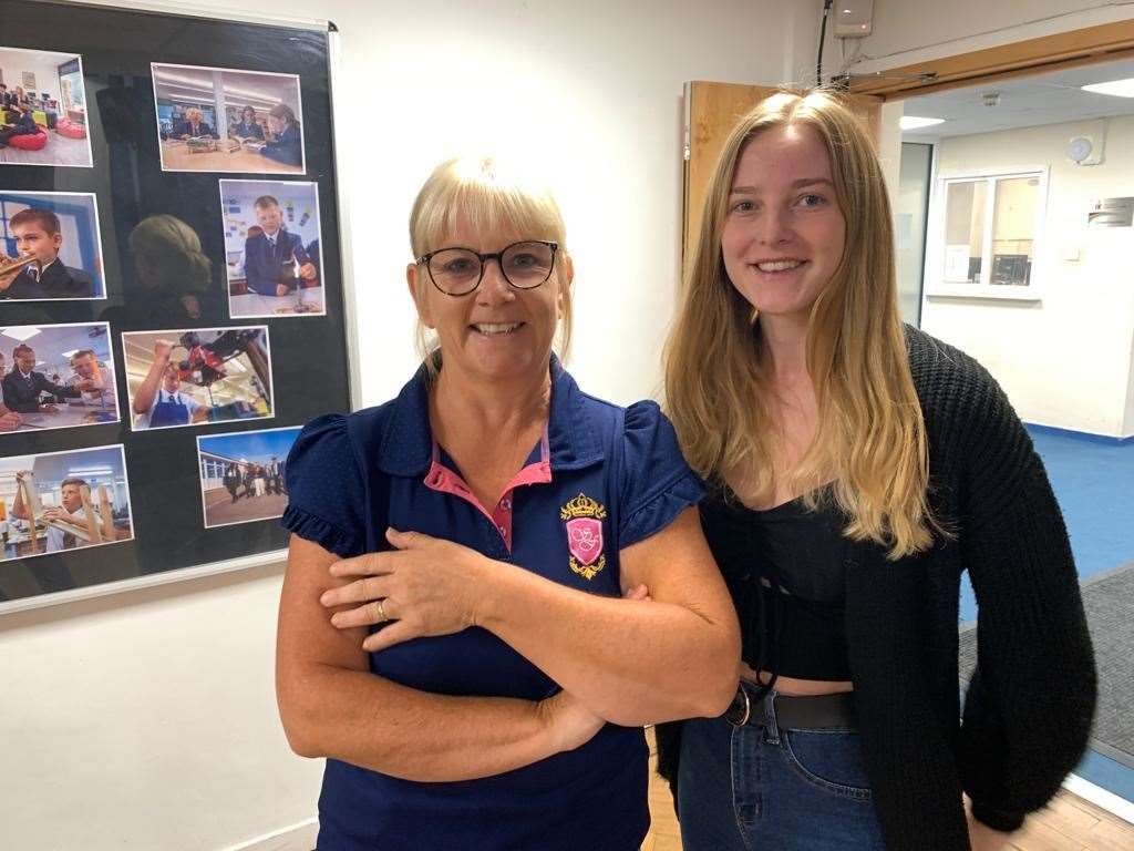 Emma Griffiths and older sister Ellie waiting for Katie's results