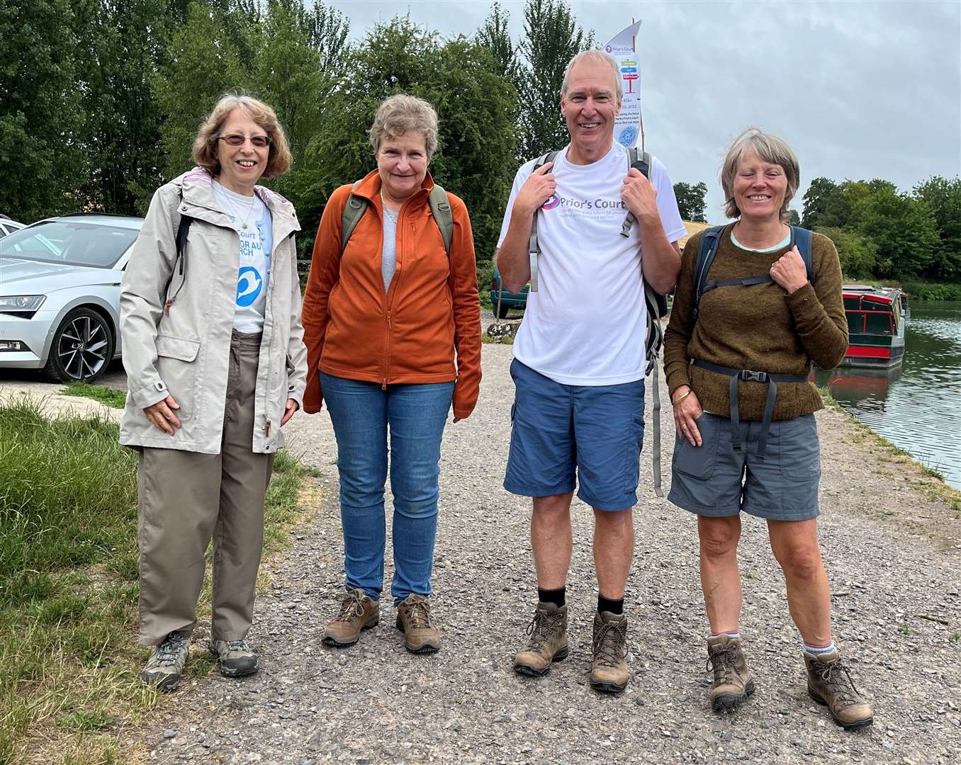 Prior’s Court staff member Sue Pinnock, trustee Carol Unwin, CEO Mike Robinson and his wife Paula at the start of day four
