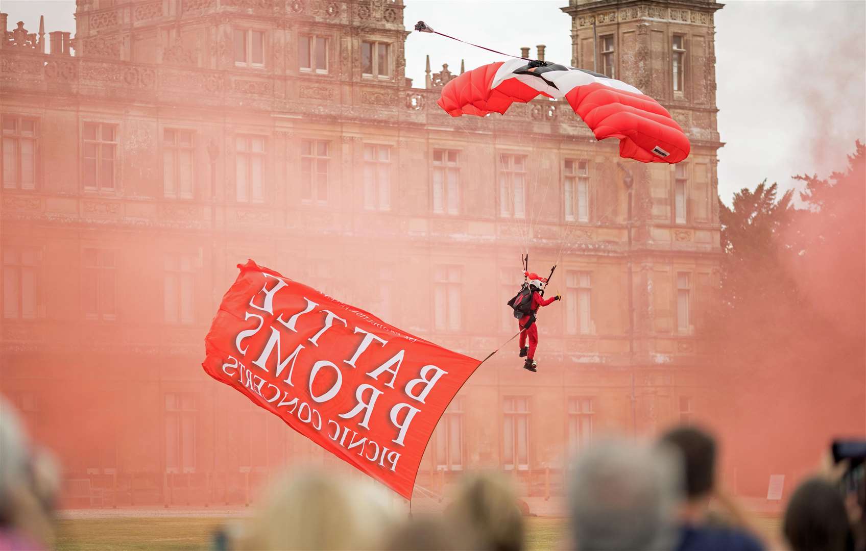 Red Devils landing at Highclere Castle Battle Proms