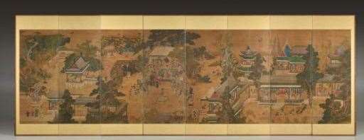 The rare eight-panel Korean silk screen, attributed to one of the greatest Korean Royal court artists of the Joseon Dynasty, Kim Deuk-Sin