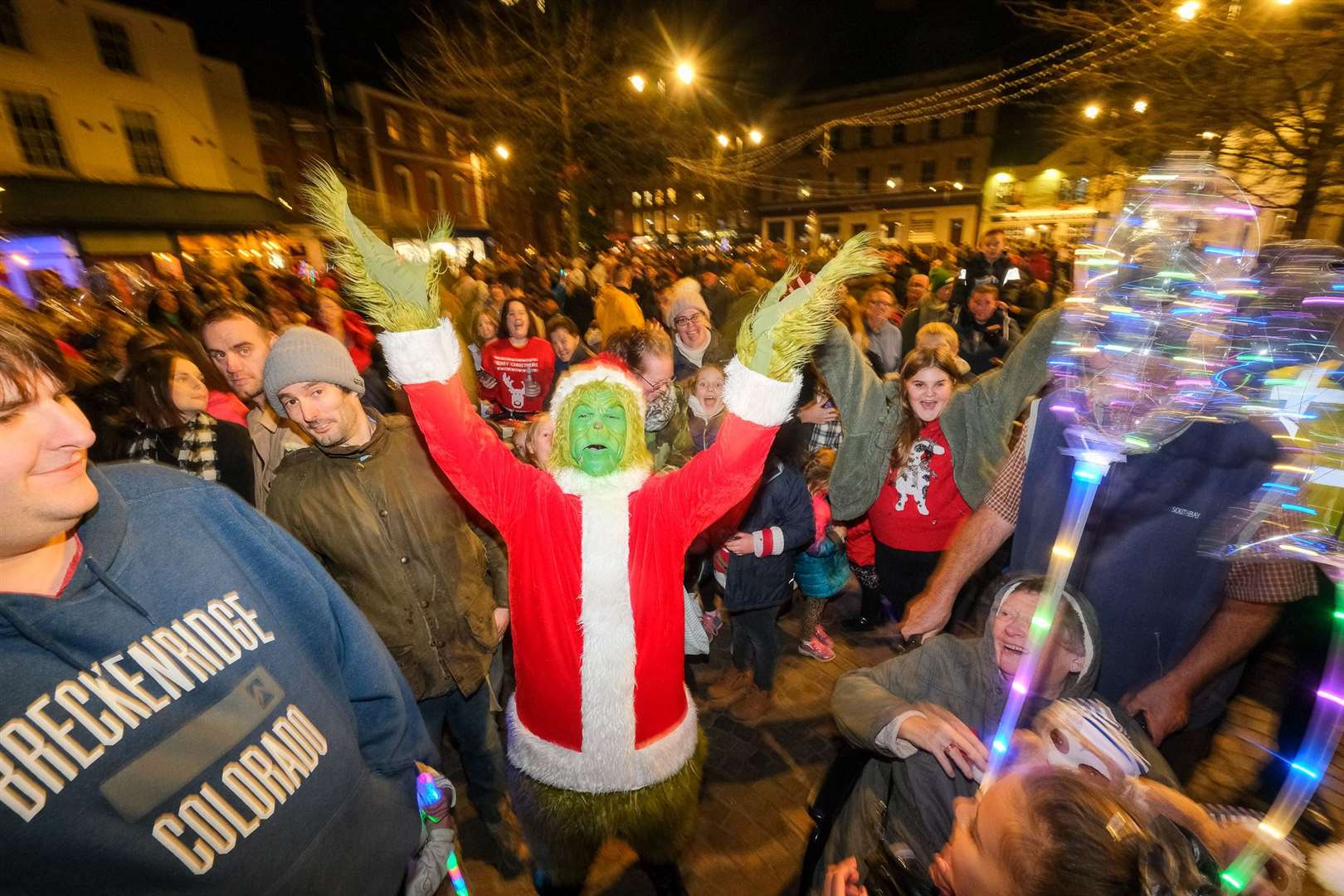 The Grinch mingled with the crowds