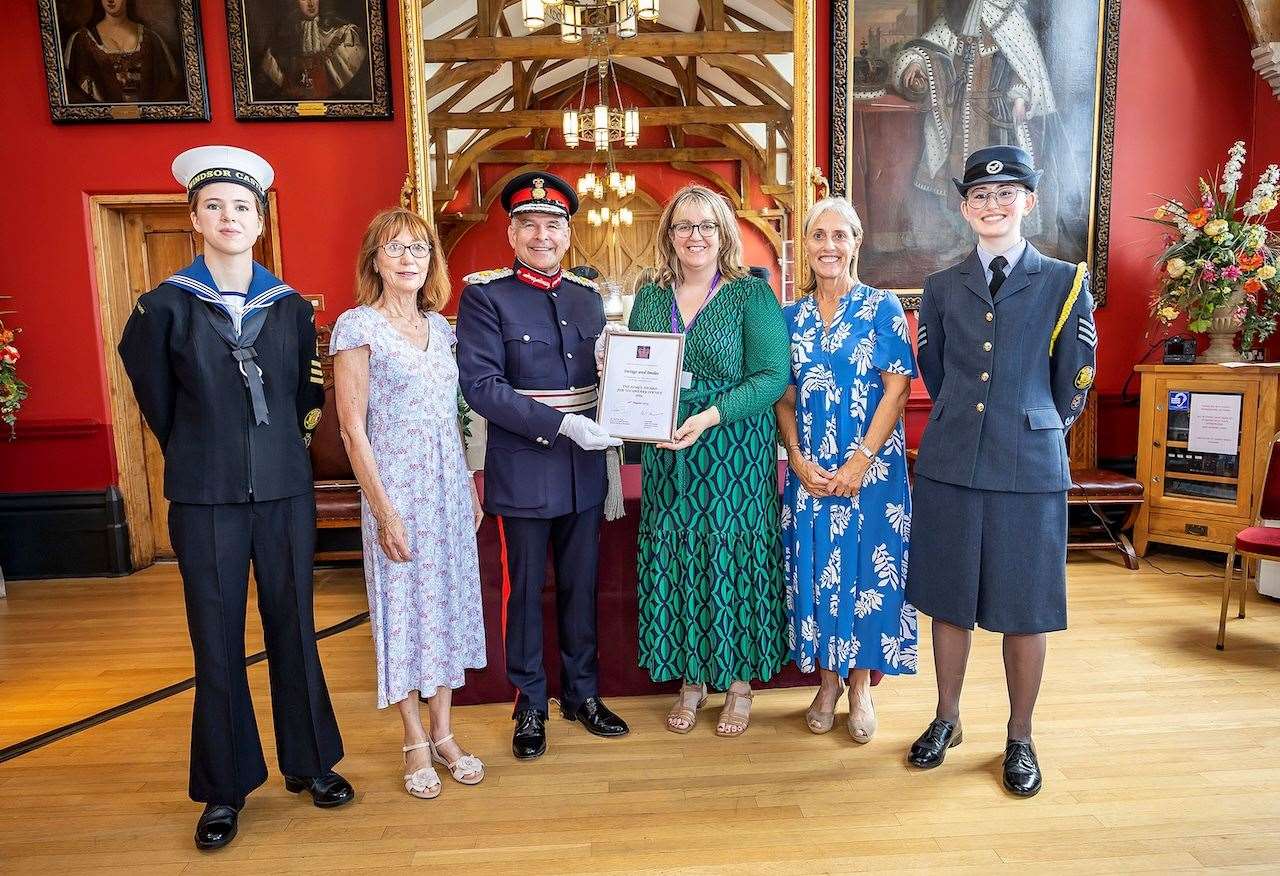 Founder and Patron Sian Cook, CEO Rhonda Nicklin and Trustee Tor Sandars, of Swings & Smiles, hosted by Lord Lieutenant, Andrew Try. Credit: Stewart Turkington