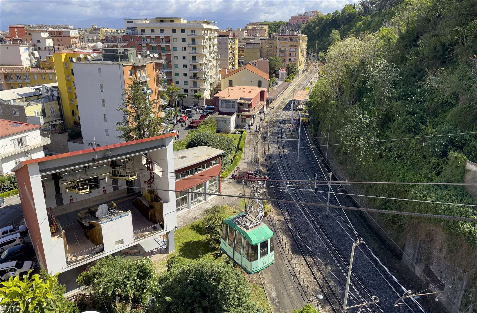 The Monte Faito cable car departure station in Castellammare di Stabia (Salvatore Laporta/AP)