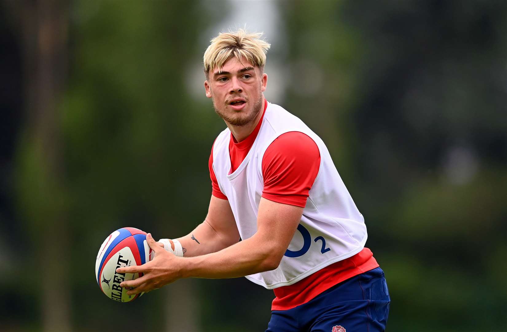 Ollie Hassell-Collins, seen here in training with England, is set to make his debut for Leicester Tigers. Picture: The RFU Collection via Getty Images